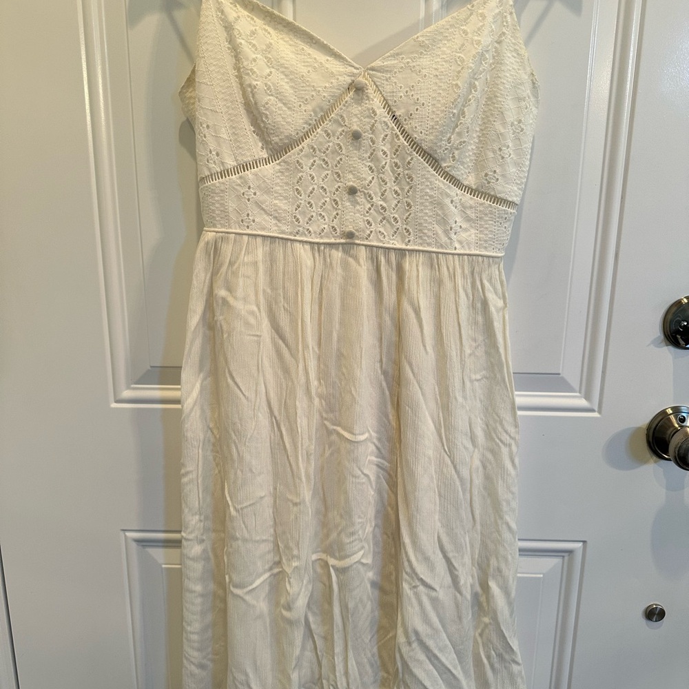 City Studio Cream Eyelet Maxi Dress with Spaghetti Straps